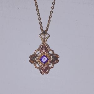 Amethyst Gold Leaf Necklace